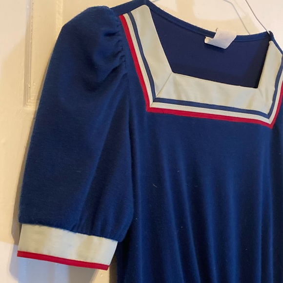 Vintage Sailor Girl Dress // Patriotic Pin-up Costume // Navy Dress - Picture 3 of 7